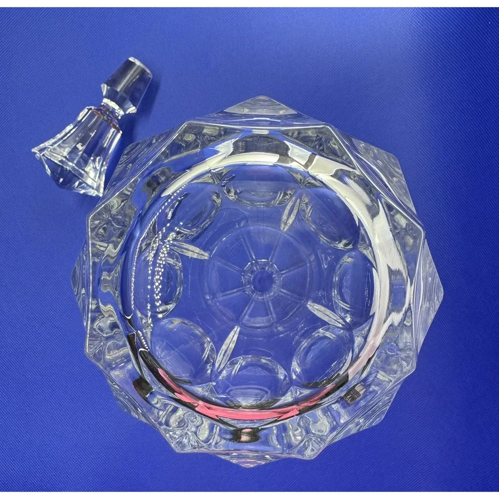 Vintage Bohemian Czech‎ Cut Clear Crystal Glass Wine Decanter